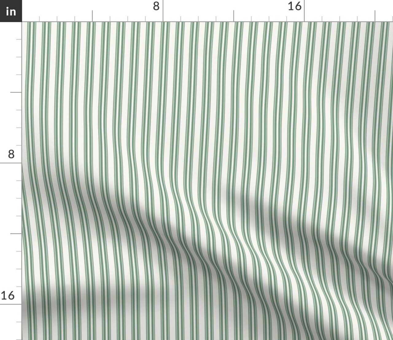 Sage Stripe Ticking Pin Traditional Classic Cream Green Country Rustic Farmhouse Custom Printed Fabric by Spoonflower Various Fabrics by the Yard or Fat Quarter